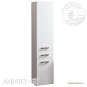 Шкаф-колонна подвесная АМЕРИНА белая с белевой корзиной, ширина 340мм